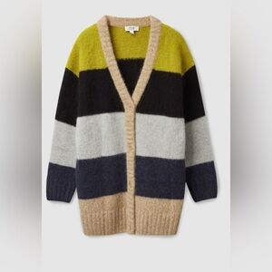COS Oversize Cozy Alpaca Wool Blend Colorful Striped Cardigan Size XS 1813